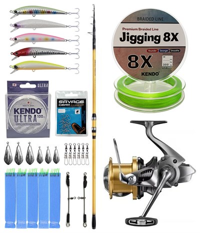YekOutdoor Surf Olta Seti Shimano Kamış Beastmaster FX Surf Tele 4,25m 200g 6pc&Shimano Makina Aerlex XSC 14000