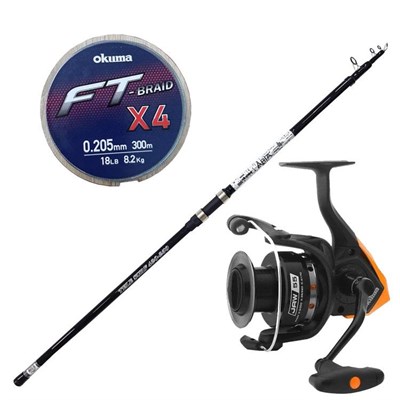 YekOutdoor Surf Oltası Seti Okuma Aria Tele Surf 4,20 cm 100-250 gr Surf Kamışı&Okuma JAW-55 3+1BB Olta Makinesi