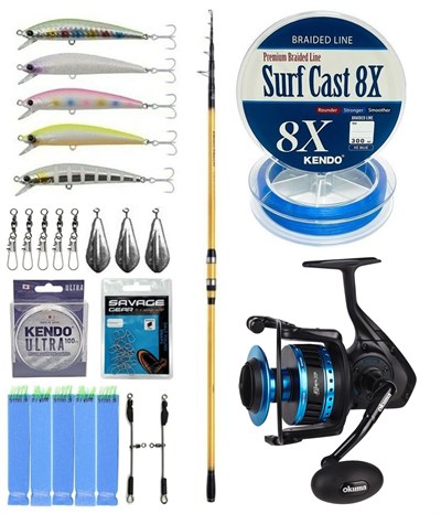 YekOutdoor Surf Seti Shimano Kamış Beastmaster FX Surf Tele 4,25m 200g 6pc&Okuma Azores 8000 Olta Makinesi