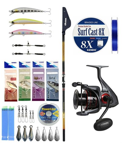 YekOutdoor Yüksek Kalite Hazır Olta Seti Okuma Savant Surf 420 cm 4 Parça Surf Kamışı&Okuma Ceymar C-6000A Dark Grey 7+1BB Olta Makinesi