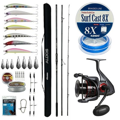 YekOutdoor Yüksek Performans Okuma Olta Seti Okuma Alijos Surf 435 cm 100+250 gr 3 Parça&Okuma Ceymar C-6000A Olta Makinesi