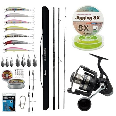 YekOutdoor Yüksek Performans Okuma Olta Seti Okuma Alijos Surf 435 cm 100+250 gr 3 Parça&Savage Gear SGS8 8000 FD 8+1BB Olta Makinesi