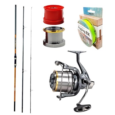 YekOutdoor Yüksek Performans Okuma Olta Seti Okuma Salina Surf 14 420 cm 3 Parça Surf Kamışı&Okuma Flite Surf FLS35-1500AY Gunsmoke 9+1BB Olta Makinesi