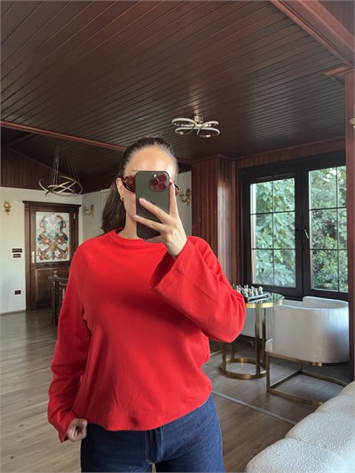 Kırmızı Bisiklet Yaka Basic T-Shirt