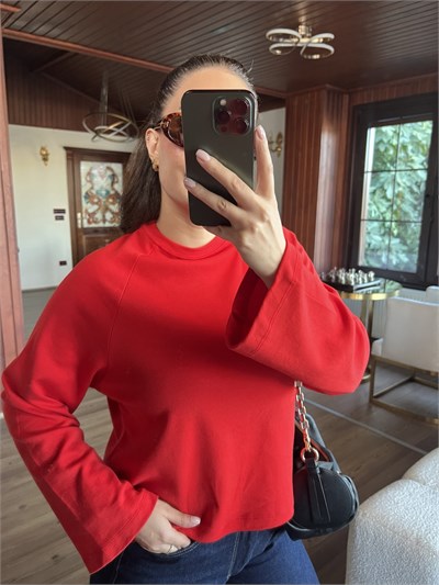 Kırmızı Bisiklet Yaka Basic T-Shirt