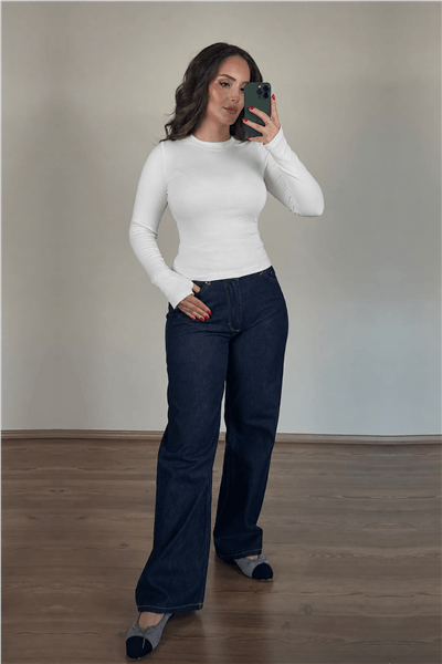 Lacivert Straight Jean Pantolon