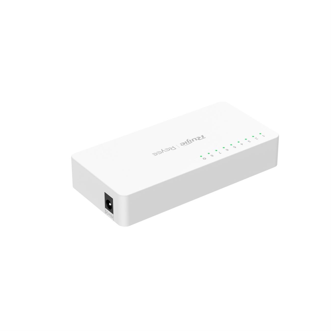 RUIJIE REYEE RG-ES08G-L  8 PORT 10/100/1000 GİGABİT TAK ÇAIŞTIR SWITCH PLASTİK KASA