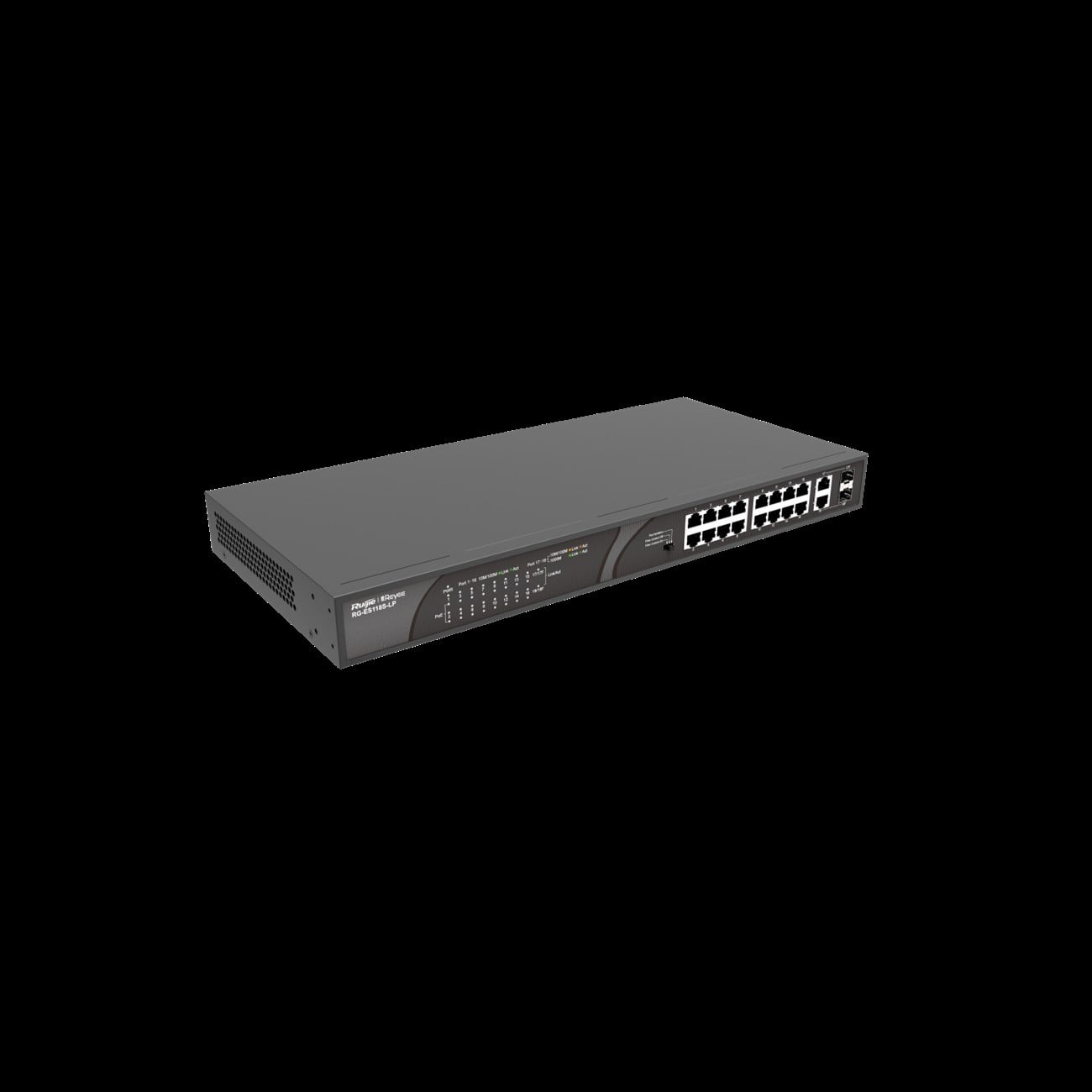 RUIJIE REYEE RG-ES118S-LP 18 PORT 10/100  FAST ETHERNET TAK ÇALIŞTIR 2 GİGABİT COMBO PORT 16 PORT POE  (120W) SWITCH