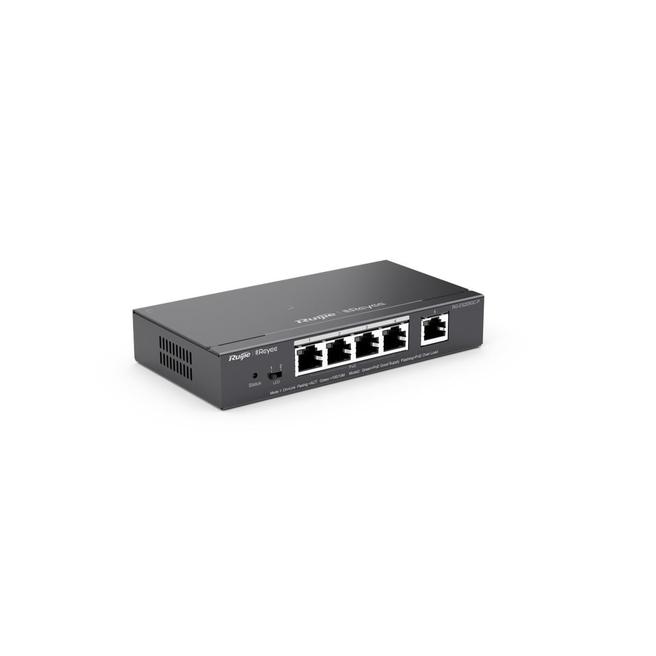 RUIJIE REYEE RG-ES205GC-P 5 PORT 10/100/1000 4 PORT POE+ 54W RUJIE CLOUD YONETILEBILIR DESKTOP SWITCH