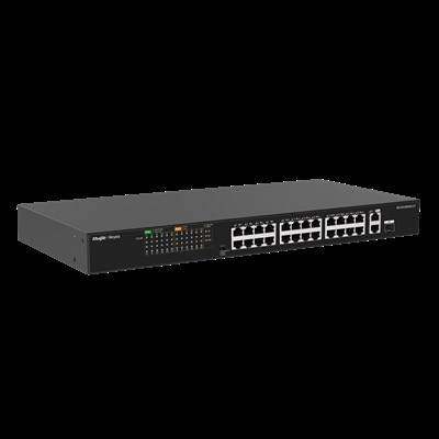 RUIJIE REYEE RG-ES126FGS-LP 24 PORT 10/100 24 PORT POE 2 PORT UPLINK + 1 SFP 180 WATT YONETILEMEZ RACK MOUNT SWITCH