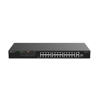 RUIJIE REYEE RG-ES126FGS-LP 24 PORT 10/100 24 PORT POE 2 PORT UPLINK + 1 SFP 180 WATT YONETILEMEZ RACK MOUNT SWITCH