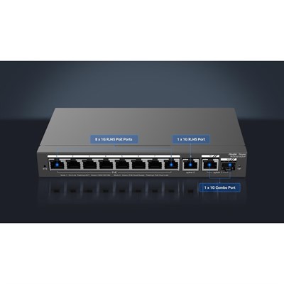 RUIJIE REYEE RG-ES210GS-P 8 PORT 10/100/1000 8 PORT POE 1XGE UPLINK 1 X SFP 120W RUJIE CLOUD YONETILEBILIR DESKTOP SWITCH