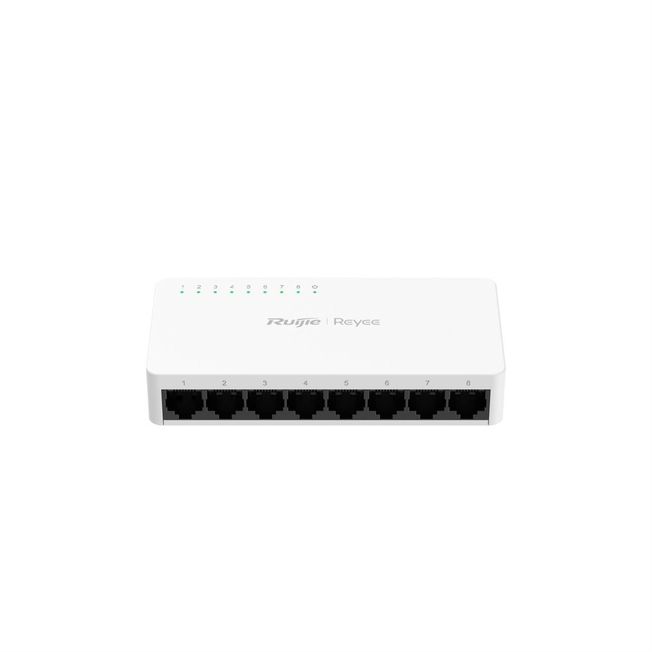 RUIJIE REYEE RG-ES08F 8 PORT 10/100 YÖNETİLEMEZ DESKTOP SWİTCH PLASTİK KASA