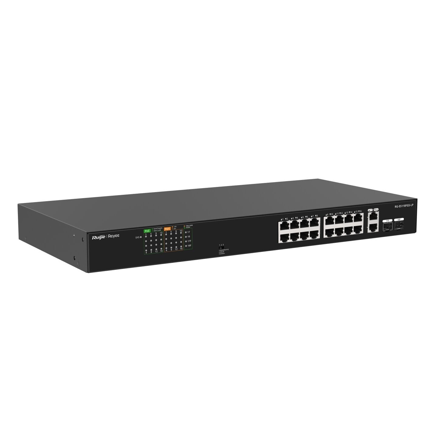 RUIJIE REYEE RG-ES118FGS-LP 16 PORT 10/100 16 PORT POE 2 X COMBO UPLINK 120W YONETILEMEZ RACK MOUNT SWITCH