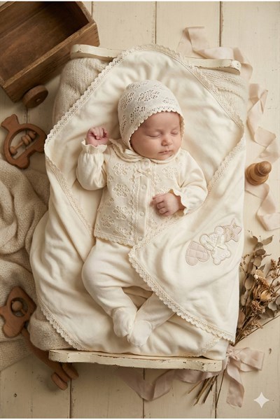 KIZ BEBEK DANTELLİ 10'LU YENİDOĞAN HASTANE ÇIKIŞI ZIBIN SETİ KUTULU