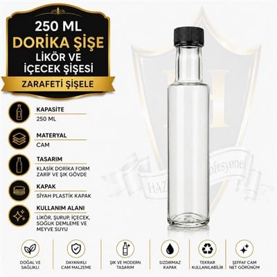 250 ml Metal Kapaklı Dorika Cam Şişe