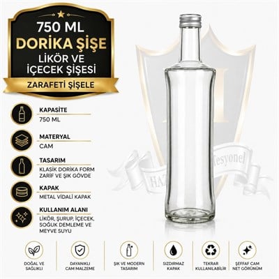 750 ml Metal Kapaklı Dorika Cam Şişe