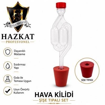 Hava Kilidi Cam Şişe Tıpalı Set