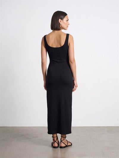  Bra-Free Midi Elbise-Siyah