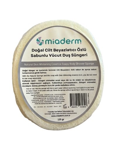 Doğal Cilt Beyazlatıcı Özlü Sabunlu Vücut Duş Süngeri | 125gr