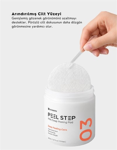 Peel Step PHA Deep Peeling Pad | Gözenek & Siyah Nokta Karşıtı Arındırıcı Tonikli Ped | 70 Adet