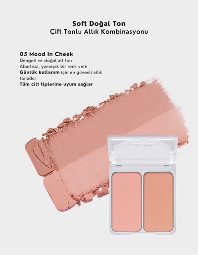 Dual Cheek | Doğal ve Canlı Görünüm Sağlayan İkili Toz Allık | 05 Mood In Cheek