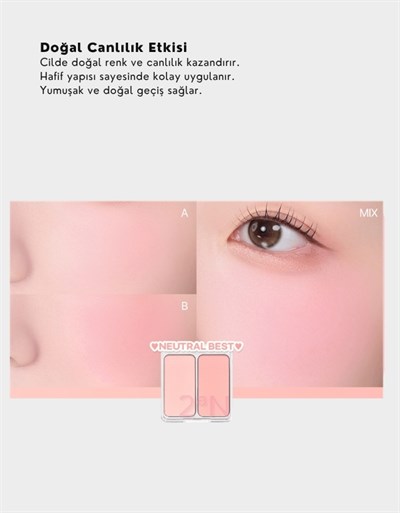 Dual Cheek | Doğal ve Canlı Görünüm Sağlayan İkili Toz Allık | 02 Love, Rosy