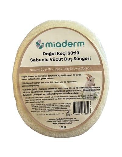 Doğal Keçi Sütlü Sabunlu Vücut Duş Süngeri | 125gr