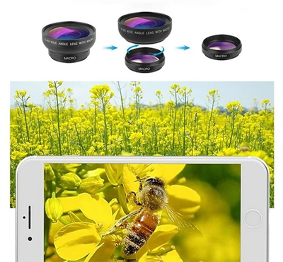 Apexel Profesyonel Macro Lens Kiti 0.45x Geniş Açı - 12.5x Makro Lens