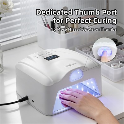 L8 Başparmak Kabinli 78 Ledli Dual Tırnak Kurutucu UV Led Lamba Çift Girişli Manikür Pedikür Tırnak Lambası Beyaz