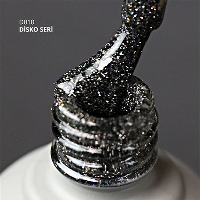 MOMO Disko Kalıcı Oje D010 Siyah 10 ml, Reflective Flash Gel Polish