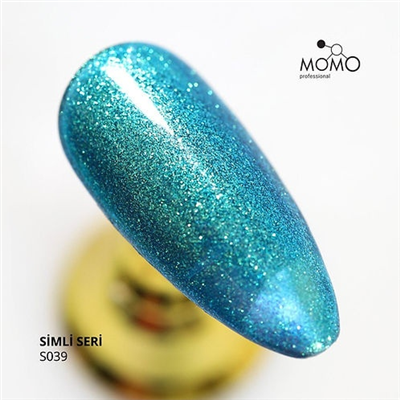 MOMOKalıcı Oje S039, Yoğun Simli Açık Petrol Mavi, 14 ml