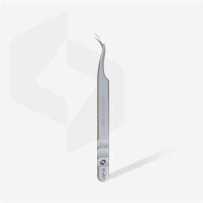 STALEKS EXPERT 45 TYPE 1 Profesyonel Çentikli Kirpik Cımbızı (Eğik)