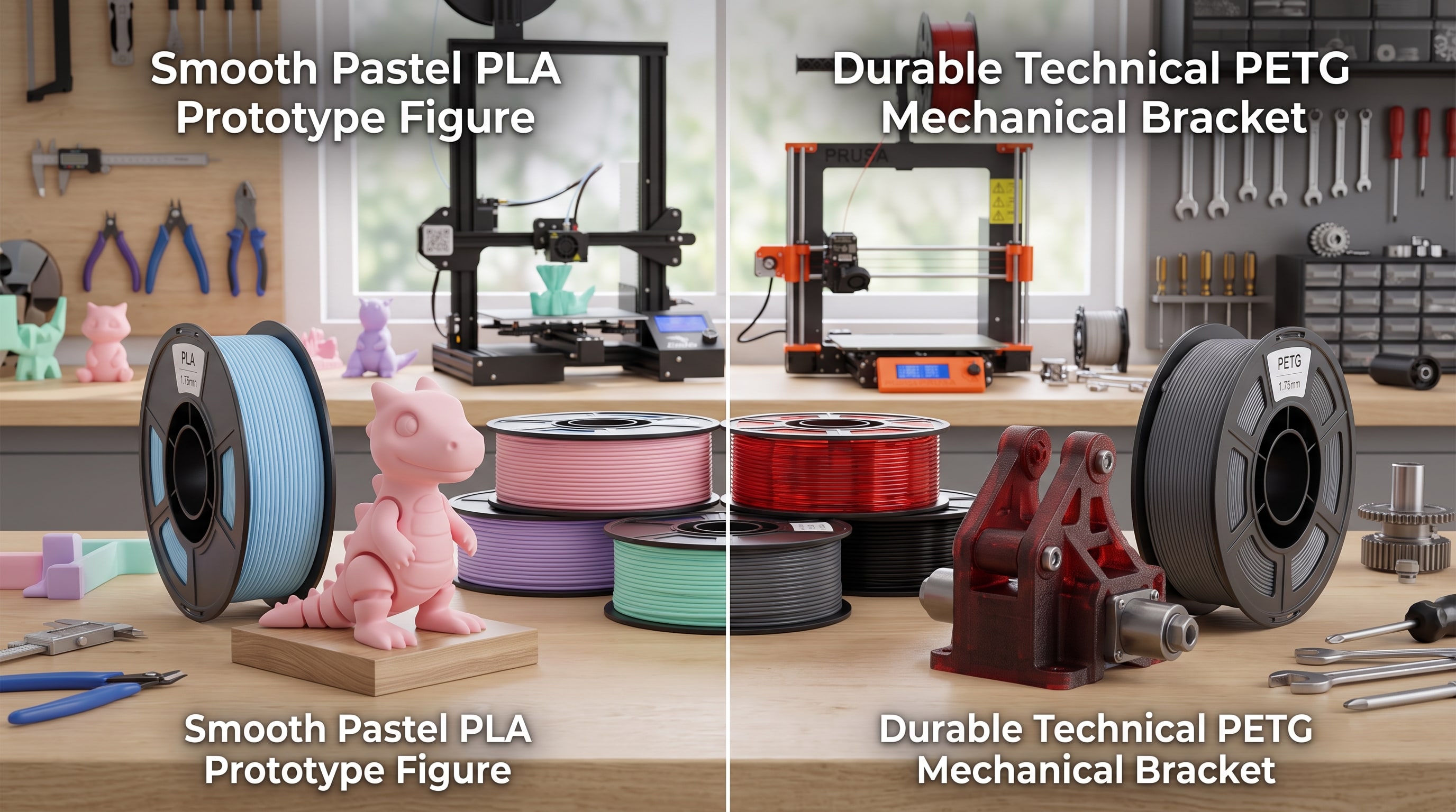PLA mı PETG mi,3d yazıcı filament seçimi,pla filament özellikleri,petg filament özellikleri,filament karşılaştırma,3d baskı ayarları
