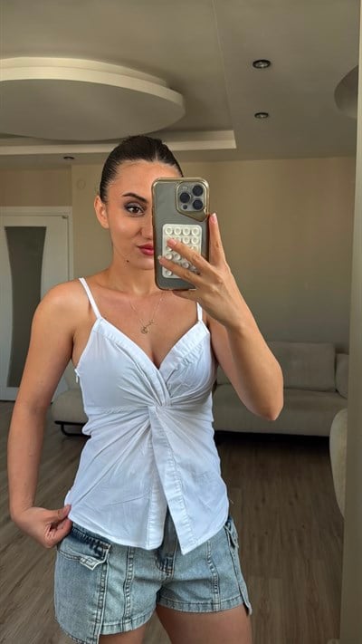 AYARLANABİLİR ASKILI GÖMLEK BLUZ - LF070