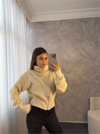BOĞAZLI TRİKO FERMUARLI HIRKA - LF135