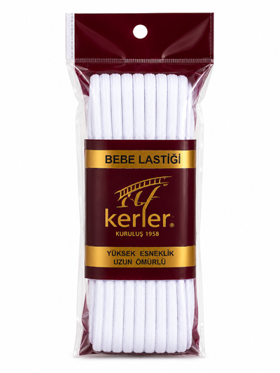 KEMER BEBE LASTİĞİ BEYAZ YUVARLAK 10MT PK*5