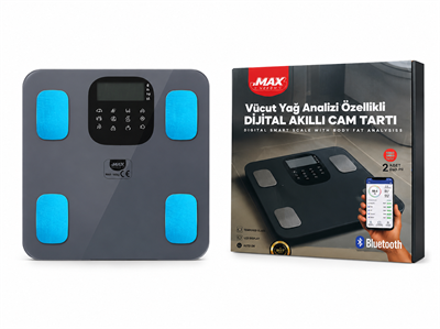 ZMAX BLUETOOTHLU VÜCUT ANALİZLİ DİJİTAL TARTI BÜYÜK BOY 8932 KL*10