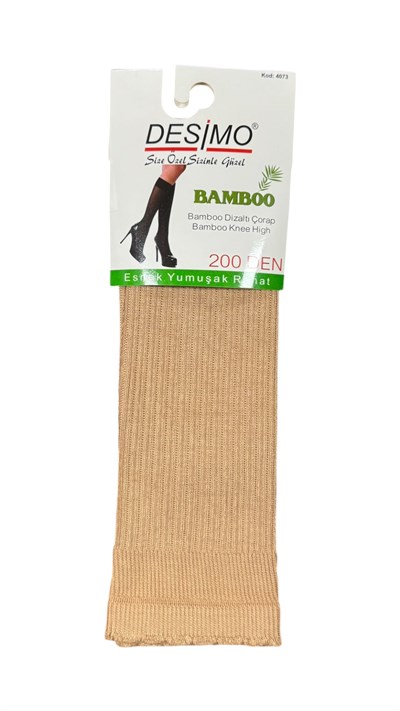200 Denye Kadın Bambu Yumuşak Diz Altı Çorabı – 6 Çift - Ten (57)