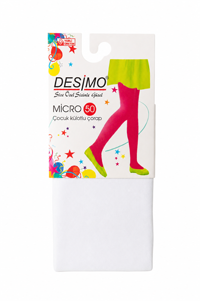 Beyaz Mikro 50 Denye Kız Çocuk Külotlu Çorap