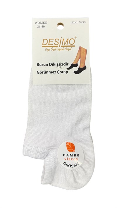Kadın Bambu Dikişsiz Görünmez Babet ve Sneaker Çorabı – 12 Çift - BEYAZ