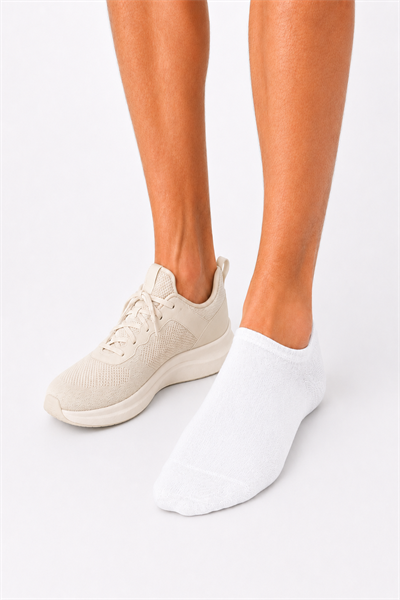 Erkek Bambu Dikişsiz 4 Mevsim Görünmez Sneaker Çorabı – 12 Çift - BEYAZ