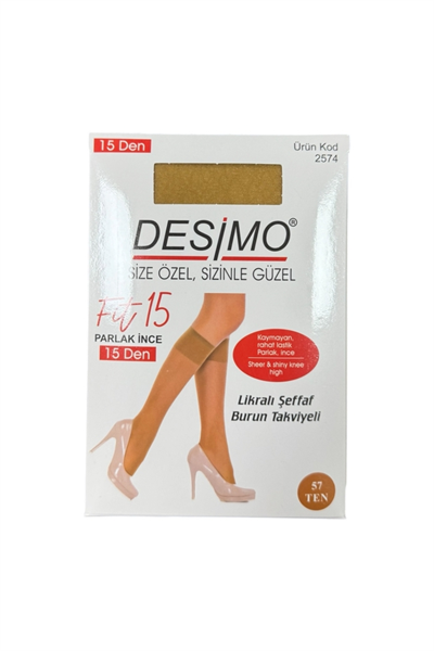 Fit 15 Denye Kadın İnce Parlak Diz Altı Pantolon Çorabı – Ten (57)