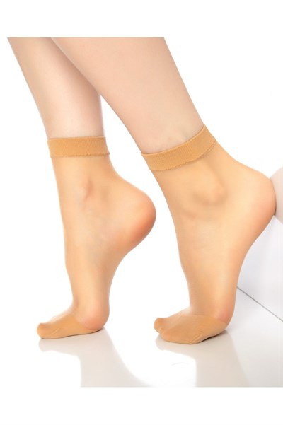 Fit 15 Denye Kadın İnce Parlak Soket Çorap – Sahra Ten (51)