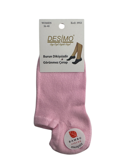 Kadın Bambu Dikişsiz Görünmez Babet ve Sneaker Çorabı – AÇIK PEMBE