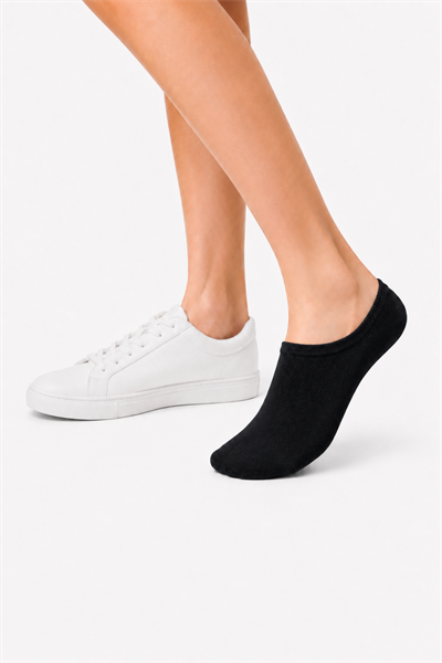Kadın Bambu Dikişsiz Görünmez Babet ve Sneaker Çorabı – 12 Çift - SİYAH 