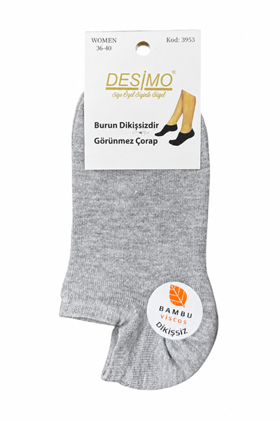 Kadın Bambu Dikişsiz Görünmez Babet ve Sneaker Çorabı – GRİ