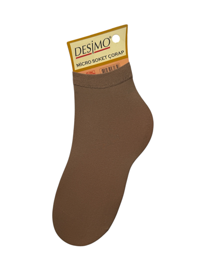 Micro 40 Denye Kadın Mikrofiber Orta Kalın Soket Çorap – 12 Çift - Bronz (38)