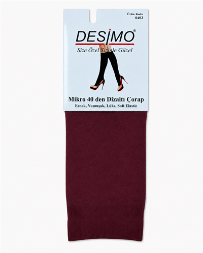 Micro 40 Denye Kadın Mikrofiber Orta Kalın Diz Altı Pantolon Çorabı – Bordo