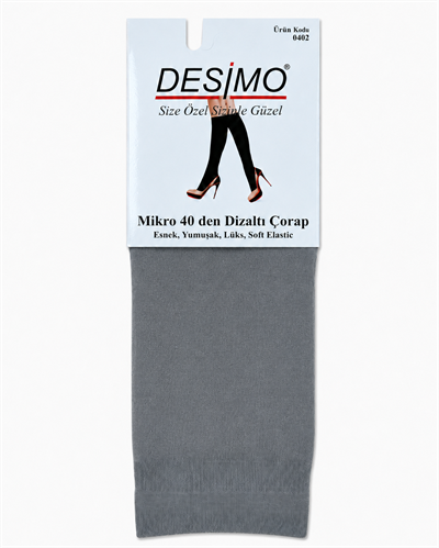 Micro 40 Denye Kadın Mikrofiber Orta Kalın Diz Altı Pantolon Çorabı – 12 Çift - Gri